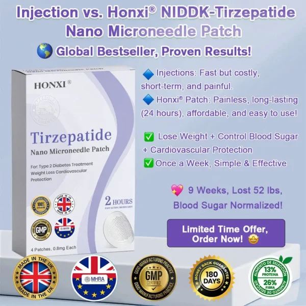 𝗛𝗼𝗻𝘅𝗶® 𝗡𝗜𝗗𝗗𝗞-𝗧𝗶𝗿𝘇𝗲𝗽𝗮𝘁𝗶𝗱𝗲 𝗡𝗮𝗻𝗼 𝗠𝗶𝗰𝗿𝗼𝗻𝗲𝗲𝗱𝗹𝗲 𝗣𝗮𝘁𝗰𝗵