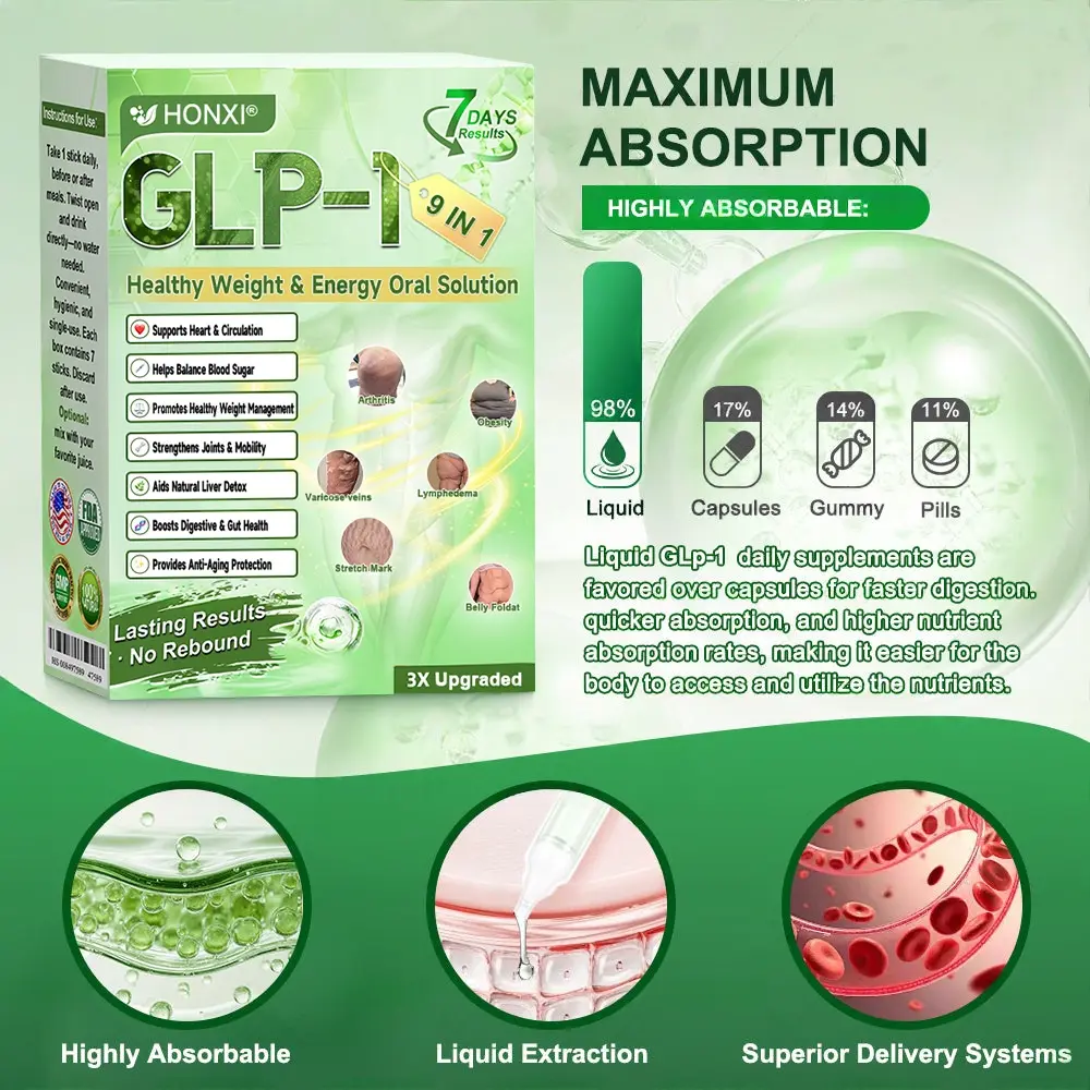 💖𝘾𝙑𝙎'𝙨 𝙊𝙣𝙡𝙞𝙣𝙚💖Honxi® GLP-1 9-in-1 Weight Management Liquid | GLP-1 Activator for Appetite Control, Fat Burn & Metabolic Support | With Berberine, NAD+, Green Tea & Probiotics | 7-Day Ampoule Pack